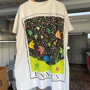 Vintage 80s 90s Fun N Sun Aquarium Fish Art Tee One Size Fits XXL
